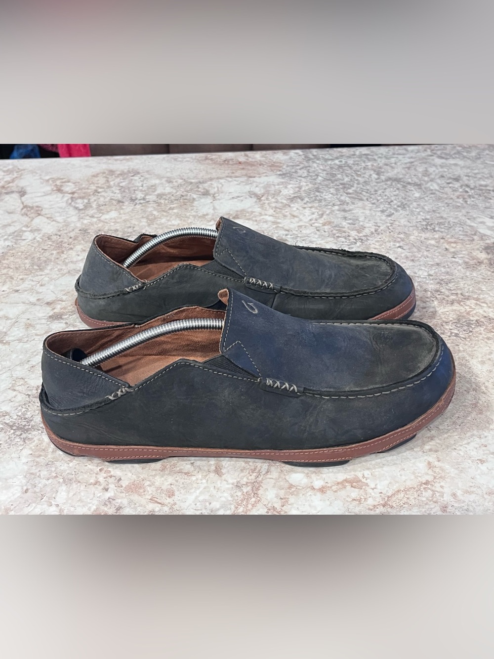 OluKai Men's Moloa Shoes Casual Slip-On Loafers in Dark Gray SZ 14 EU 47
